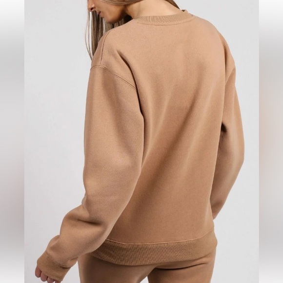 Brunette The Label Blonde Crew Neck Sweater, Size S/M, Caramel, Supple soft feel - Picture 2 of 3